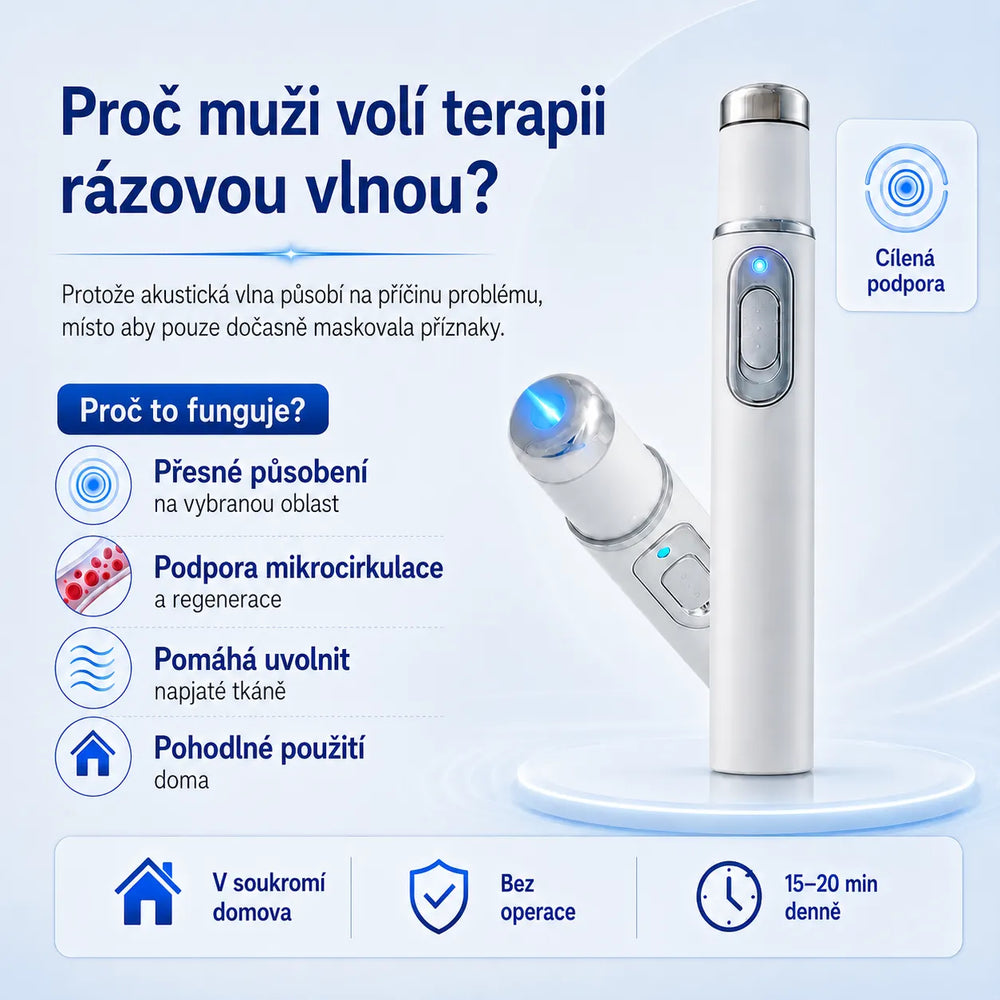⚡ Pokročilá rázová vlnová terapie podporuje mužské sexuální zdraví 💪 a pomáhá zmírnit bolesti svalů, kloubů a šlach 🦵
